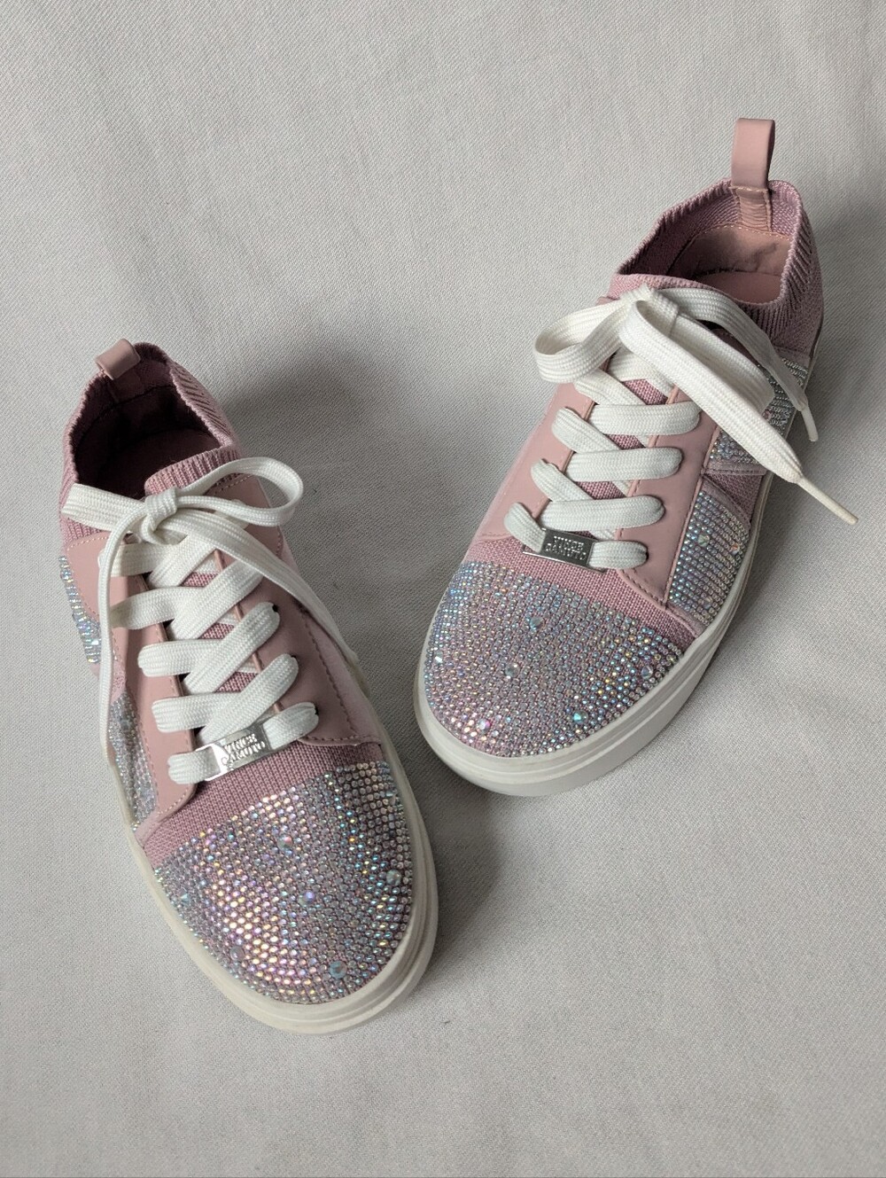 Pink Sneakers By Vince Camuto With Sparkling Silver Rhinestones For Girls Sz 3